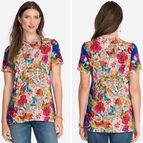 Johnny Was Mayflower Favorite Short Sleeve Crewneck Swing Tee - Picture 1 of 4